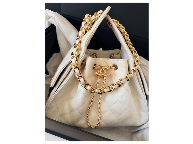 Chanel 19 Chanel 25 Sac Seau Cuir Caviar Blanc - vue 8