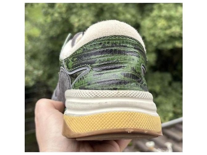Sneakers Gucci in pelle e camoscio Bianco Verde Grigio - vista 10