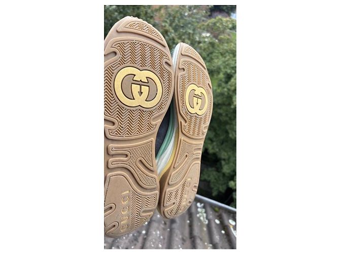 Sneakers Gucci in pelle e camoscio Bianco Verde Grigio - vista 2