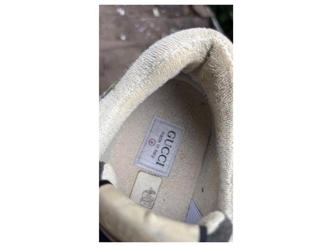 Sneakers Gucci in pelle e camoscio Bianco Verde Grigio - vista 3