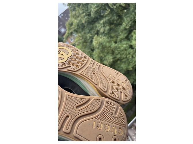 Sneakers Gucci in pelle e camoscio Bianco Verde Grigio - vista 4