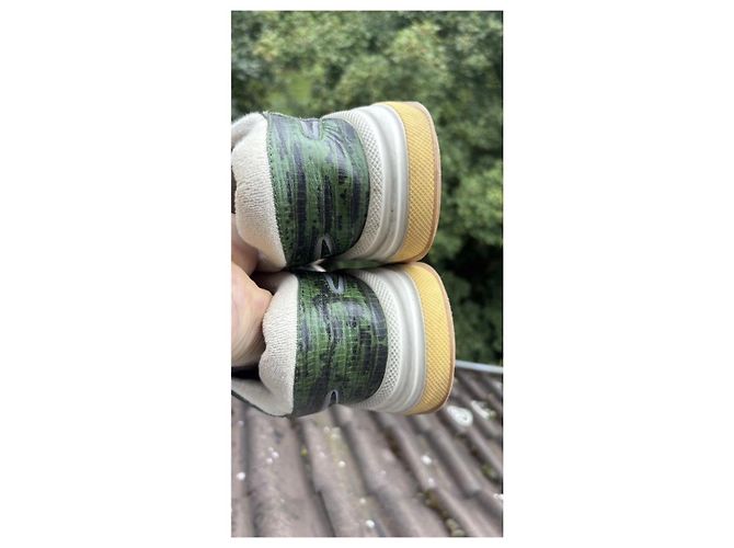 Sneakers Gucci in pelle e camoscio Bianco Verde Grigio - vista 5