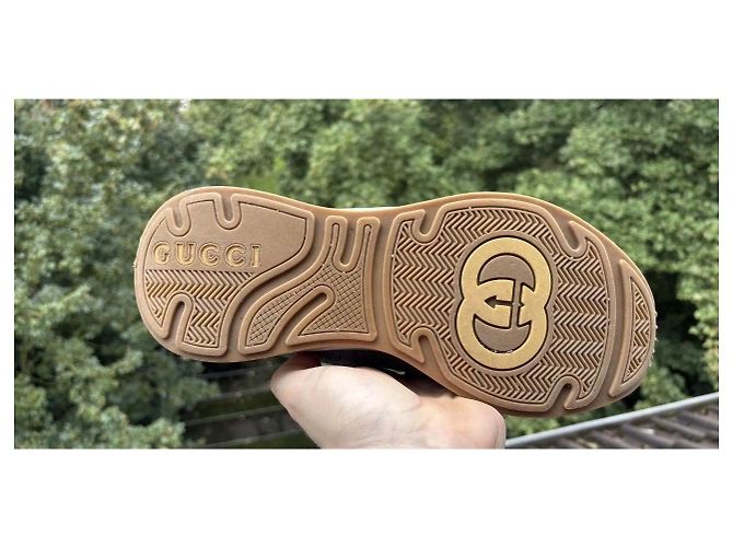 Sneakers Gucci in pelle e camoscio Bianco Verde Grigio - vista 9