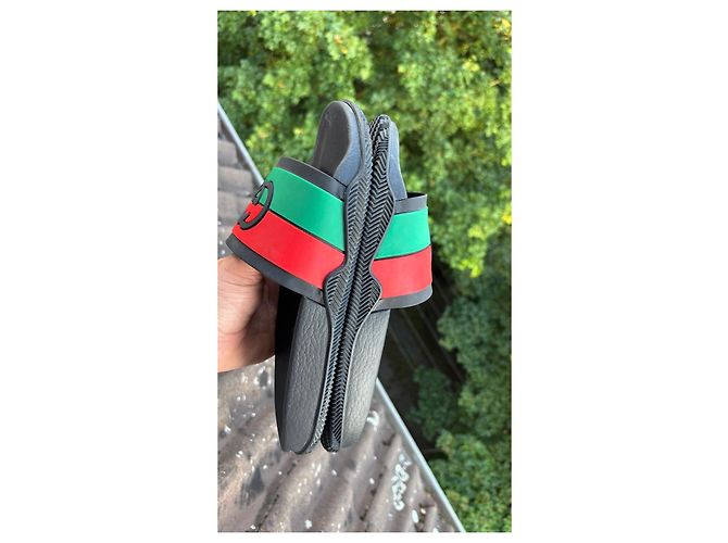 Sandali Slide Gucci Nero Rosso Verde - vista 14