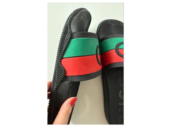 Sandali Slide Gucci Nero Rosso Verde - vista 4