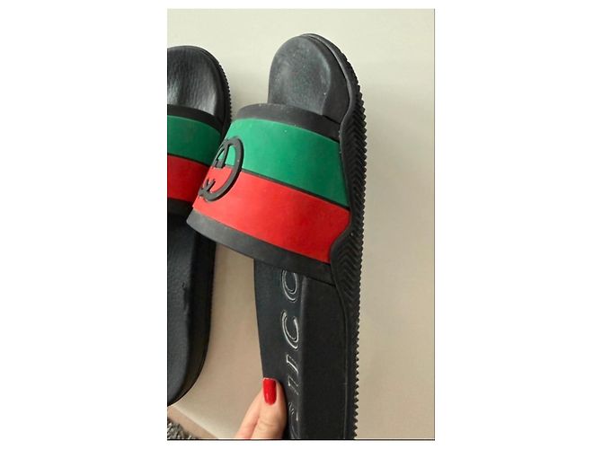 Sandali Slide Gucci Nero Rosso Verde - vista 5