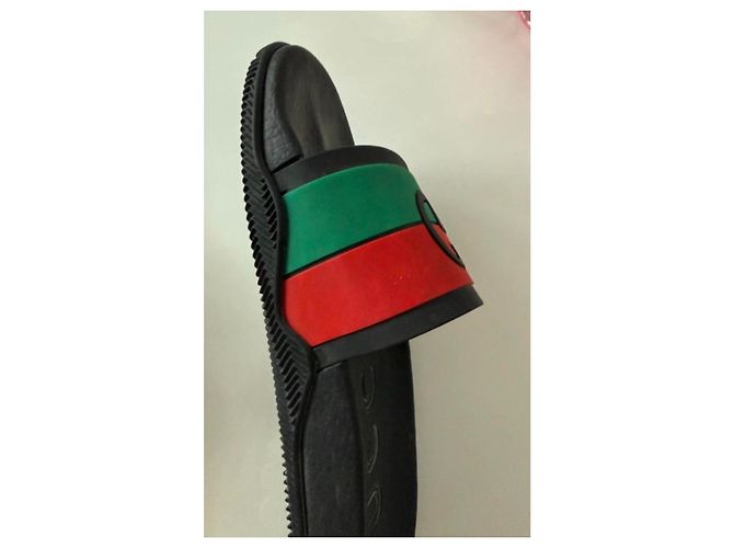 Sandali Slide Gucci Nero Rosso Verde - vista 6