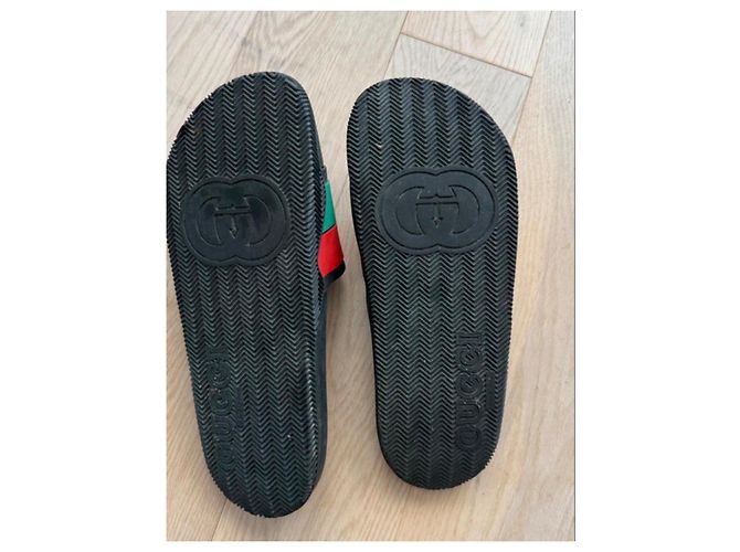 Sandali Slide Gucci Nero Rosso Verde - vista 7