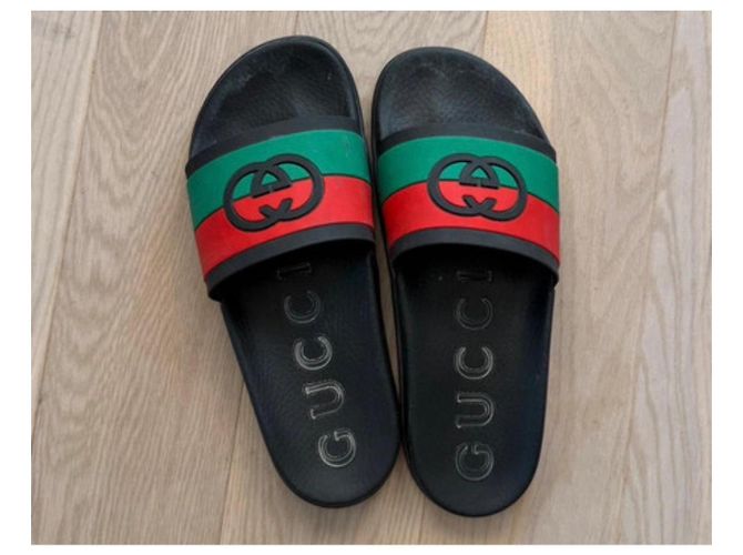 Sandali Slide Gucci Nero Rosso Verde - vista 8