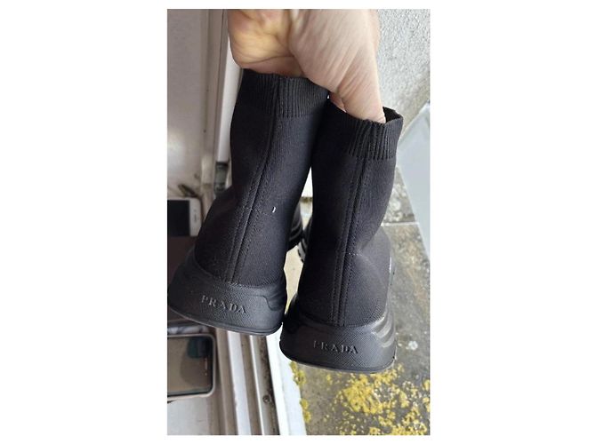 Sneaker a calzino Prada in tessuto nere Nero - vista 6