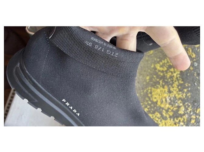 Sneaker a calzino Prada in tessuto nere Nero - vista 9