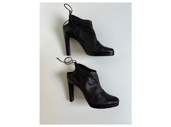 Botines de cuero plisado Gucci Marrón oscuro - vista 2