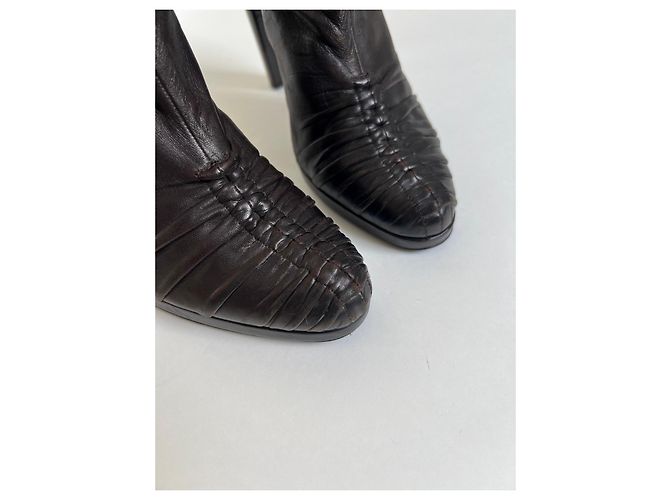 Botines de cuero plisado Gucci Marrón oscuro - vista 5
