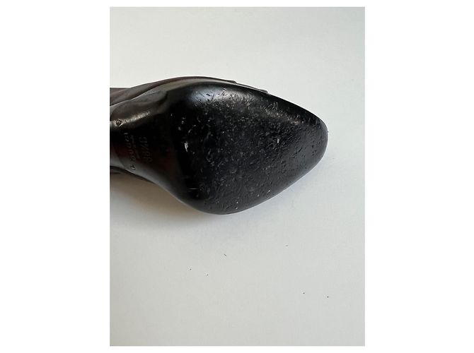 Botines de cuero plisado Gucci Marrón oscuro - vista 6