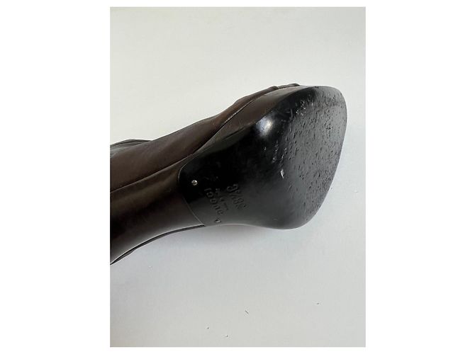 Botines de cuero plisado Gucci Marrón oscuro - vista 7