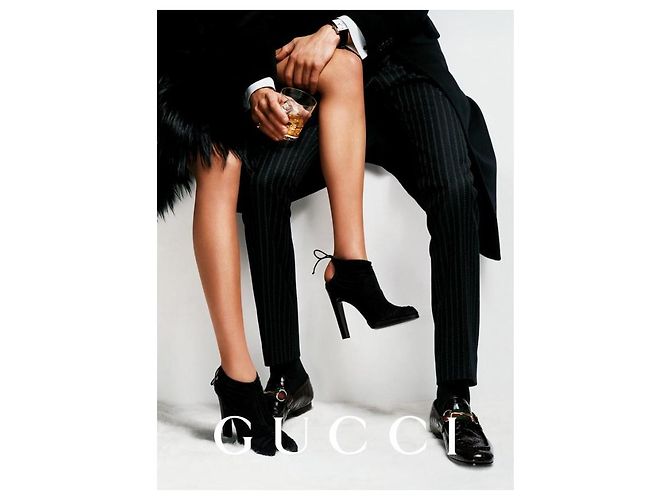 Botines de cuero plisado Gucci Marrón oscuro - vista 9