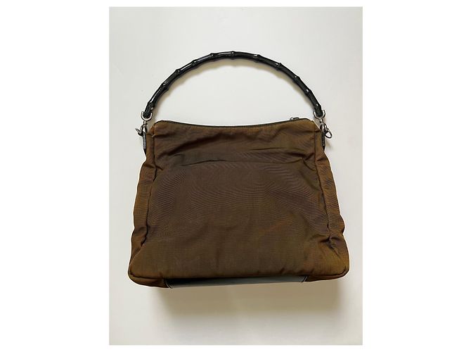 Borsa Gucci Bamboo in tela marrone - vista 4