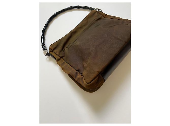 Borsa Gucci Bamboo in tela marrone - vista 5