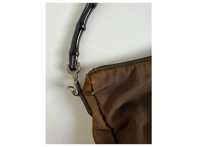Borsa Gucci Bamboo in tela marrone - vista 7