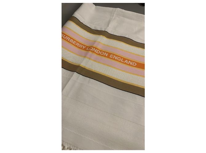 Toalla de Playa Burberry de Algodón a Rayas Castaño Rosa Blanco Naranja Amarillo - vista 2