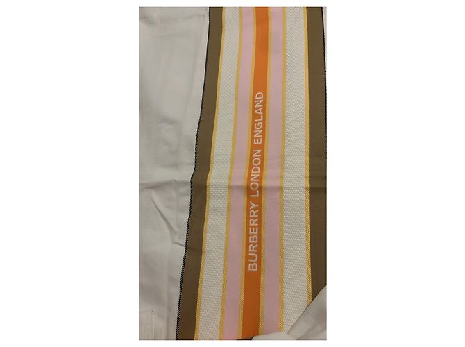 Toalla de Playa Burberry de Algodón a Rayas Castaño Rosa Blanco Naranja Amarillo - vista 3