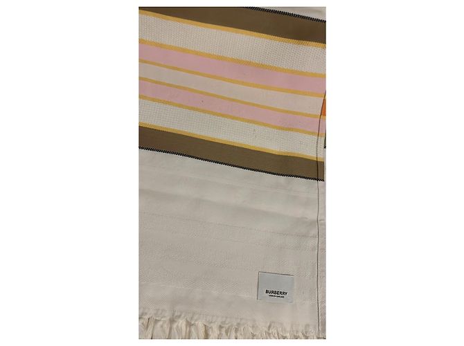 Toalla de Playa Burberry de Algodón a Rayas Castaño Rosa Blanco Naranja Amarillo - vista 6