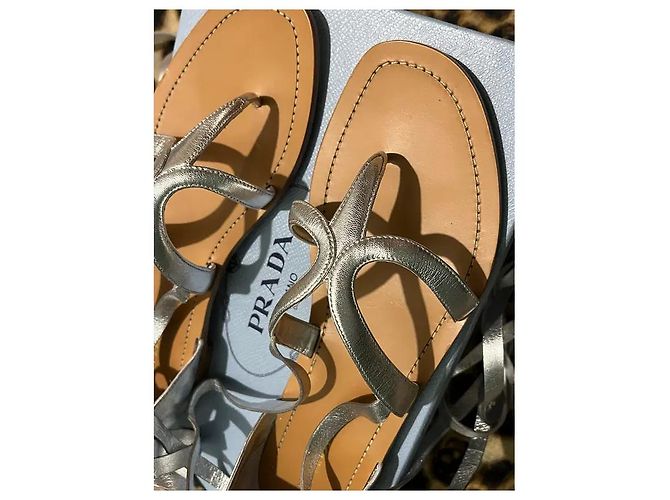 Sandali Gladiator Prada in pelle nappa argento - vista 4