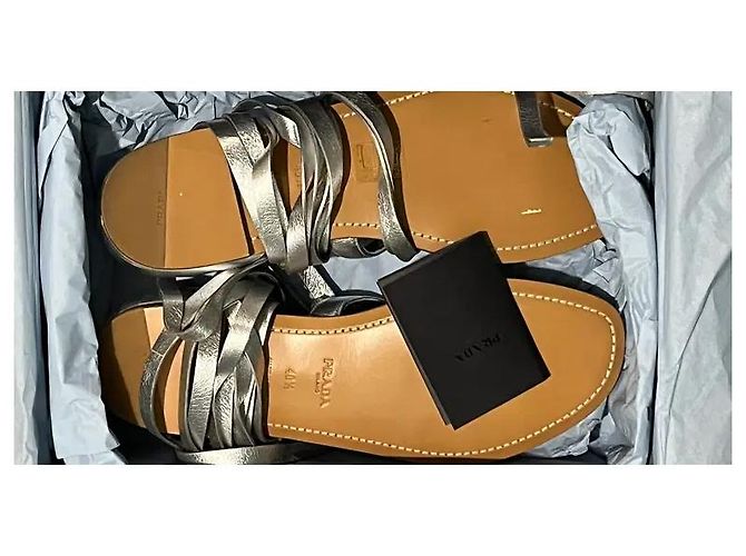 Sandali Gladiator Prada in pelle nappa argento - vista 5