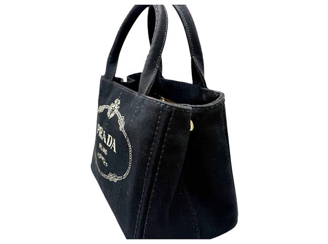 Prada Canapa Canvas Black Handtasche Schwarz - Ansicht 3