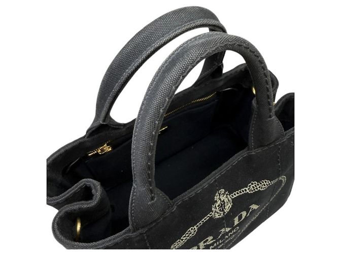 Prada Canapa Canvas Black Handtasche Schwarz - Ansicht 9
