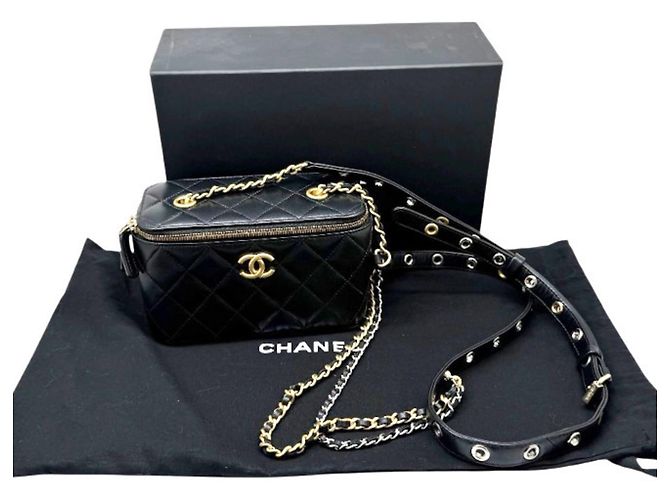 Borsa a tracolla Vanity con catena CHANEL Matelassé Nero - vista 14