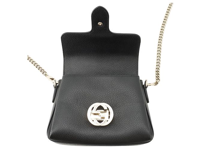 Borsa a tracolla Gucci con catena in pelle nera Nero - vista 5