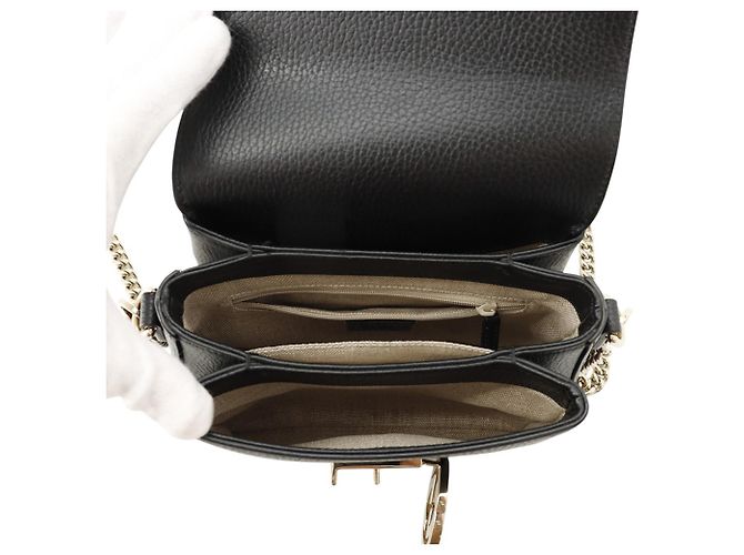 Borsa a tracolla Gucci con catena in pelle nera Nero - vista 6