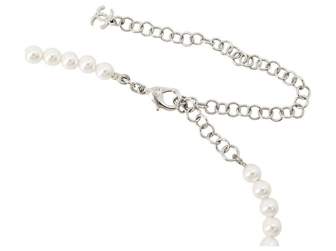 Collana di perle finte Chanel Argento Bianco - vista 5
