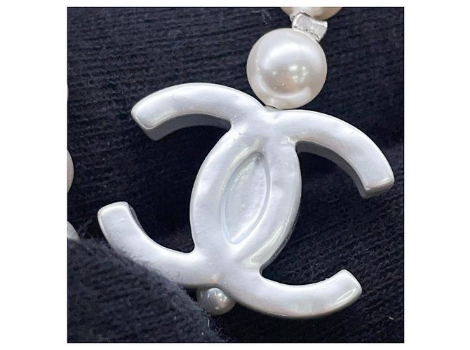 Collana di perle finte Chanel Argento Bianco - vista 7