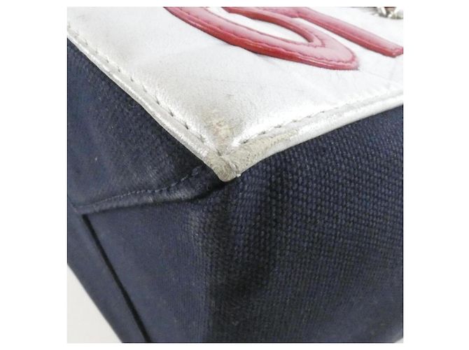 Chanel 18643 Handtasche Lammleder und Canvas Marine Rot Weiß Marineblau - Ansicht 3