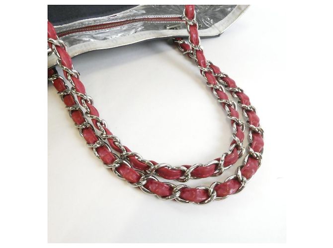 Chanel 18643 Handtasche Lammleder und Canvas Marine Rot Weiß Marineblau - Ansicht 6