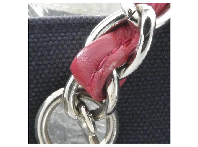 Chanel 18643 Handtasche Lammleder und Canvas Marine Rot Weiß Marineblau - Ansicht 7
