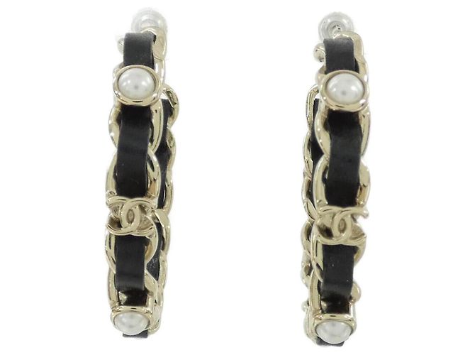 Pendientes de botón Chanel AB2674 Negro Blanco - vista 2