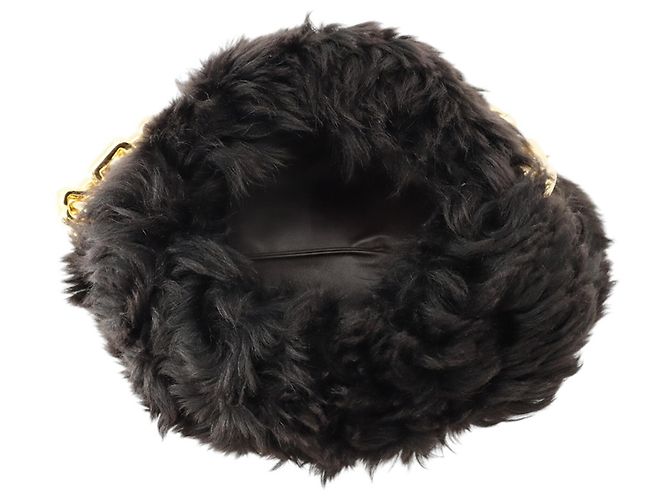 Borsa Bottega Veneta nera - The Chain Pouch Shearling Nero - vista 5