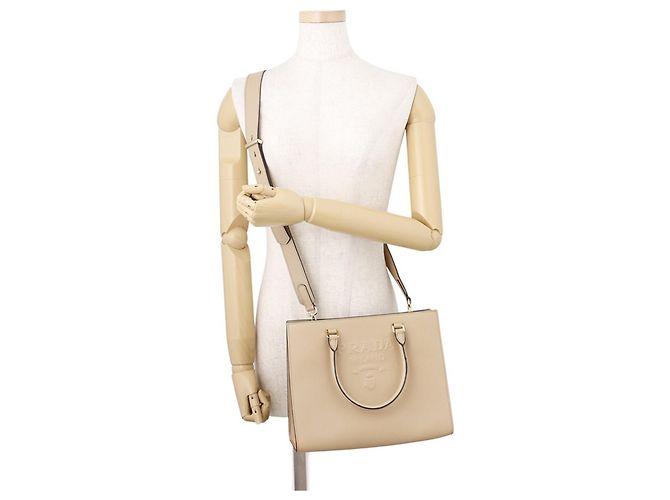 Bolsa de couro Prada Bege - vista 4