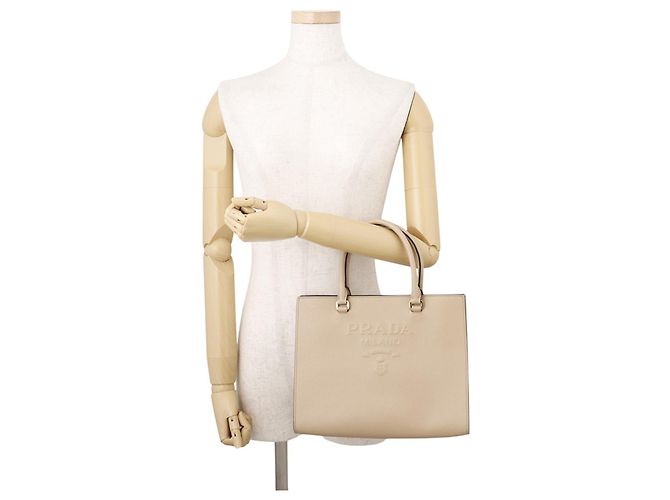 Bolsa de couro Prada Bege - vista 5