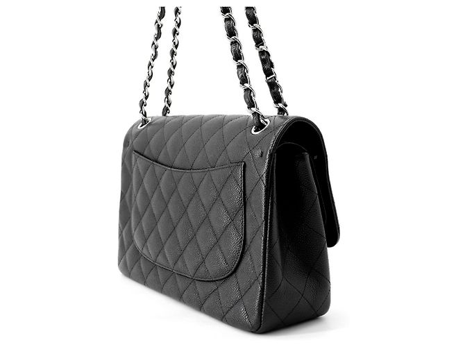Borsa a tracolla con catena Chanel in vitello martellato nero - vista 2