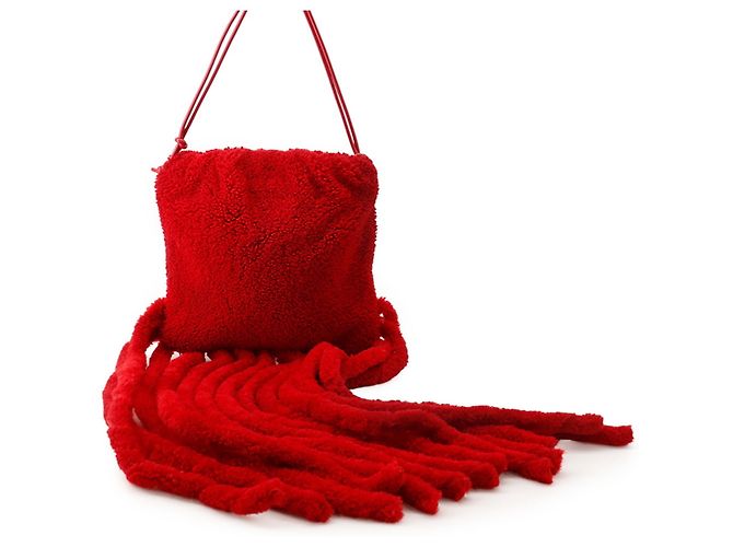 Borsa a tracolla Bottega Veneta in tessuto e pelle rossa Rosso - vista 2