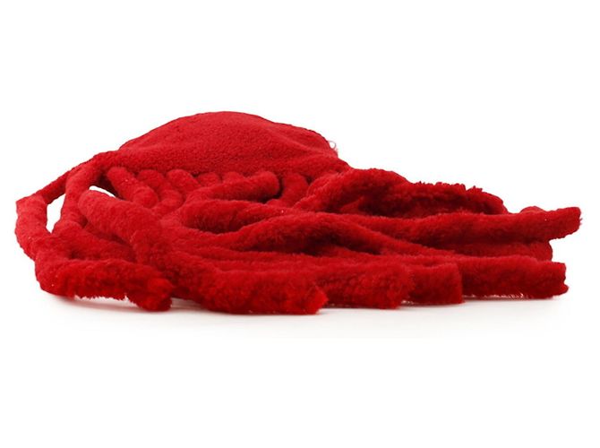 Borsa a tracolla Bottega Veneta in tessuto e pelle rossa Rosso - vista 4