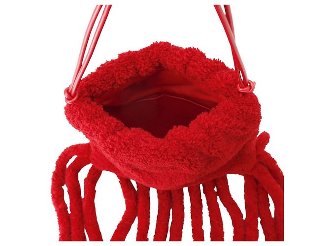 Borsa a tracolla Bottega Veneta in tessuto e pelle rossa Rosso - vista 7