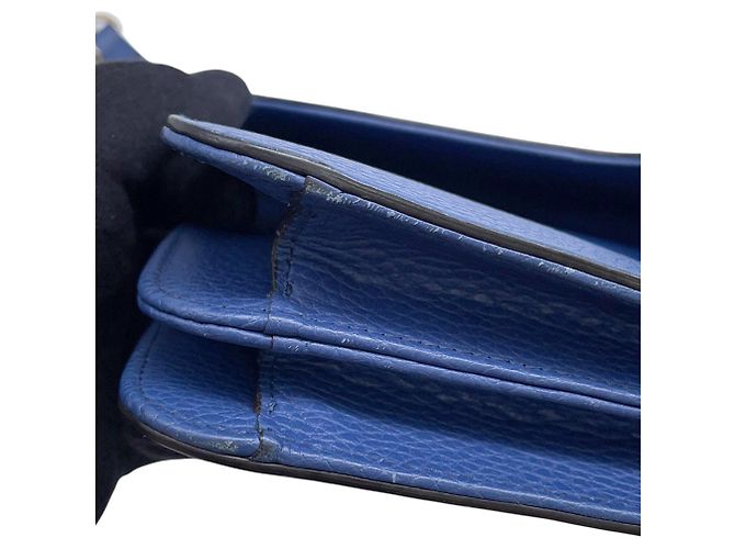 Borsa a tracolla con catena Gucci in nero e blu - vista 10
