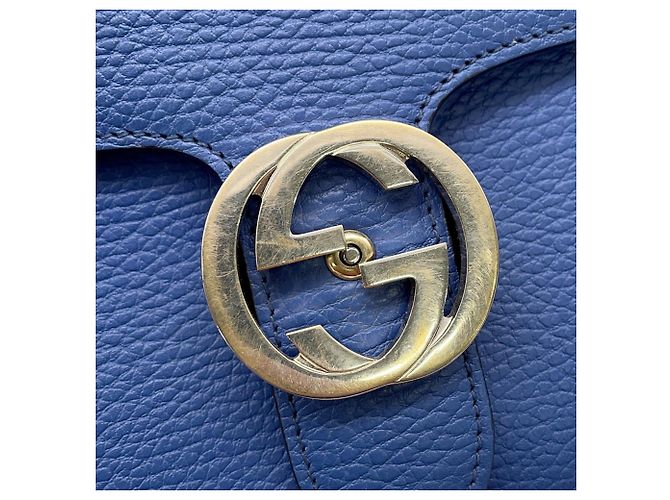 Borsa a tracolla con catena Gucci in nero e blu - vista 11