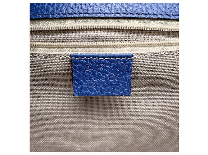 Borsa a tracolla con catena Gucci in nero e blu - vista 13
