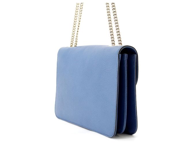 Borsa a tracolla con catena Gucci in nero e blu - vista 2